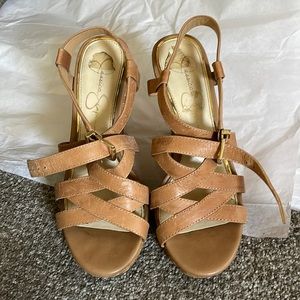 Jessica Simpson camel colored wedge sandal